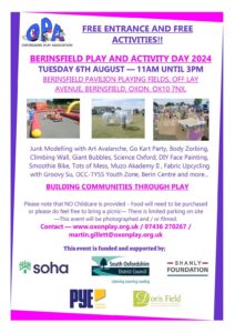 Berinsfield Play and Activity Day flyer - select to enlarge